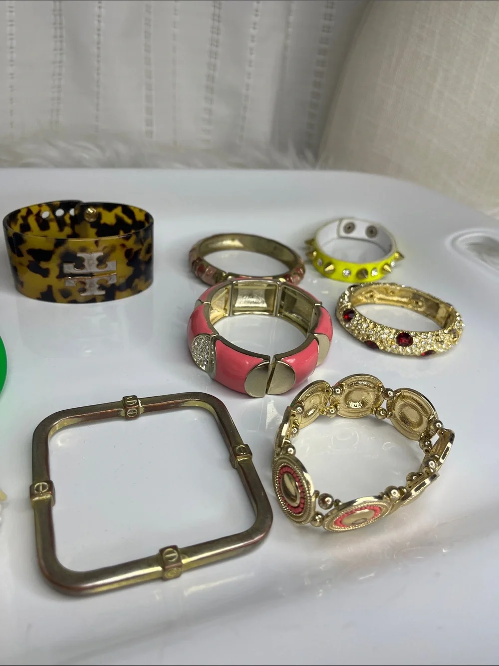 Bundle of 10 Assorted Women’s Fashion Bracelet - Pink, Green, Blue, Gold, White